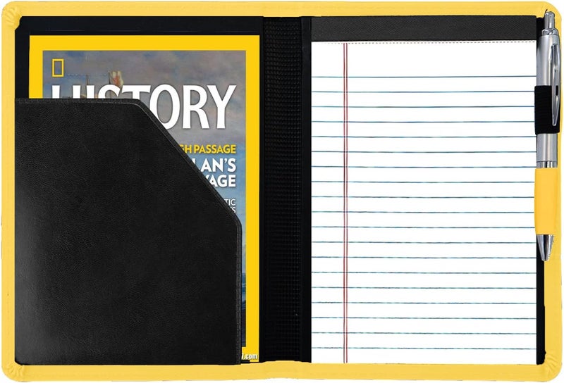 Gorbado Padfolio/Portfolio Binder, Mini Padfolio Portfolio Binder 5 x 8 Legal Writing Pad, A5 Document Organizer Folder for Men Women, Yellow - Image 5